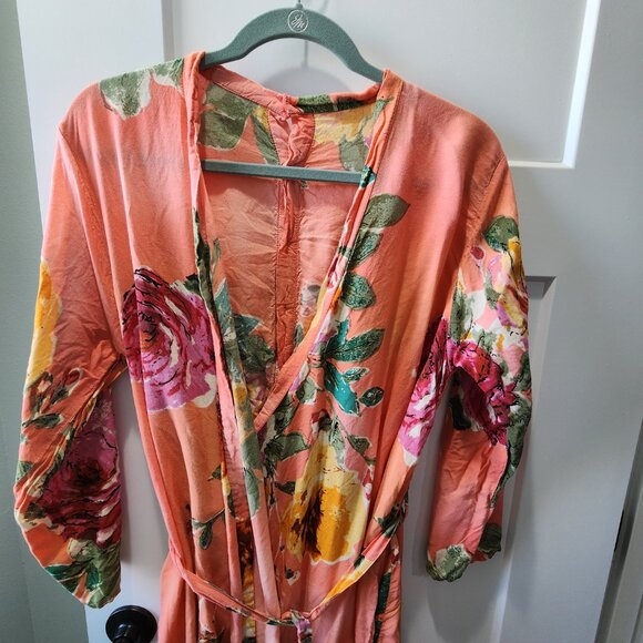 Floral coral robe - Picture 2 of 6